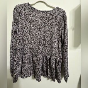 Gaze Animal Print Peplum Blouse - Black and Cream